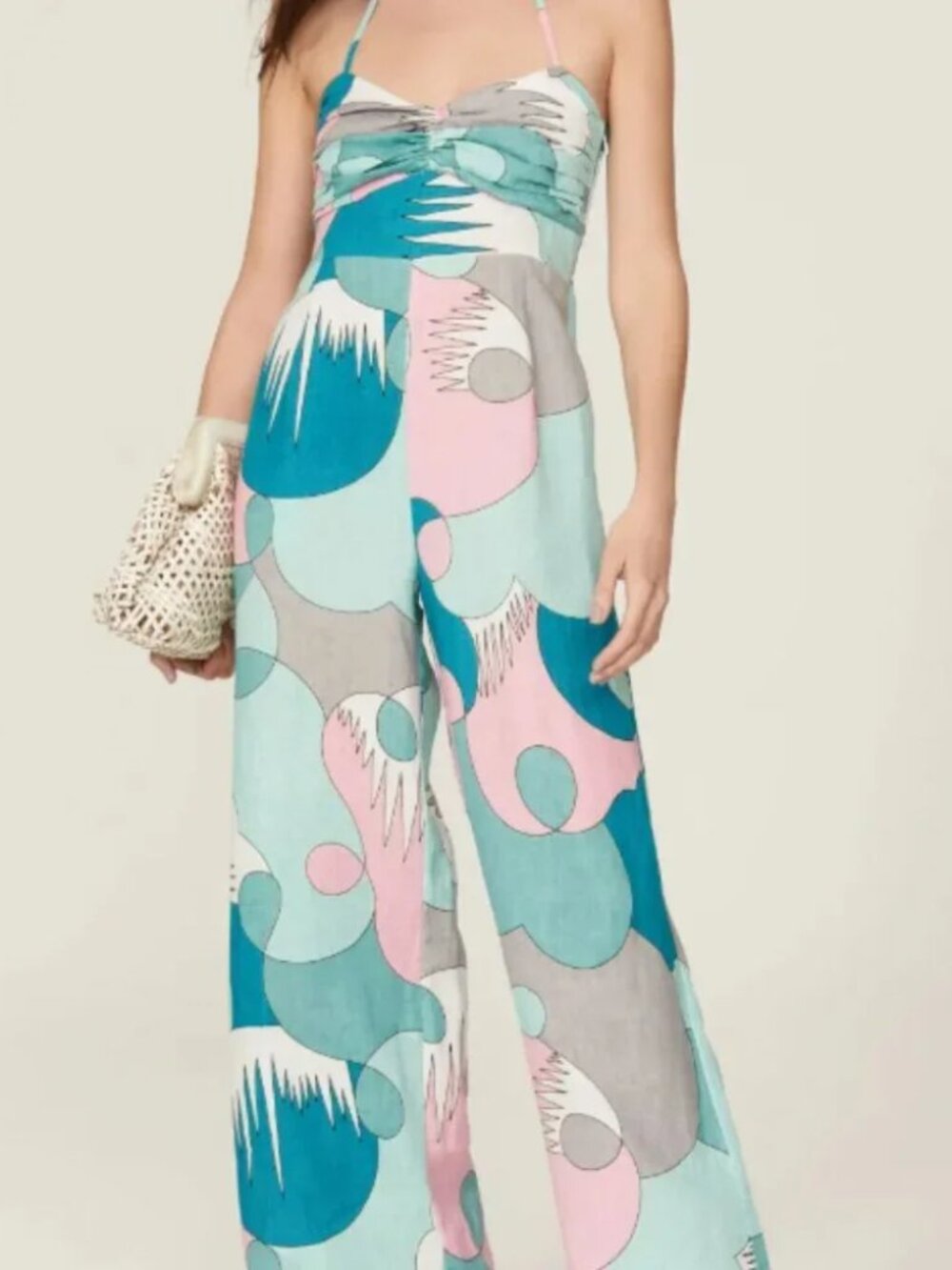 S/W/F Sweetheart Halter Linen Jumpsuit